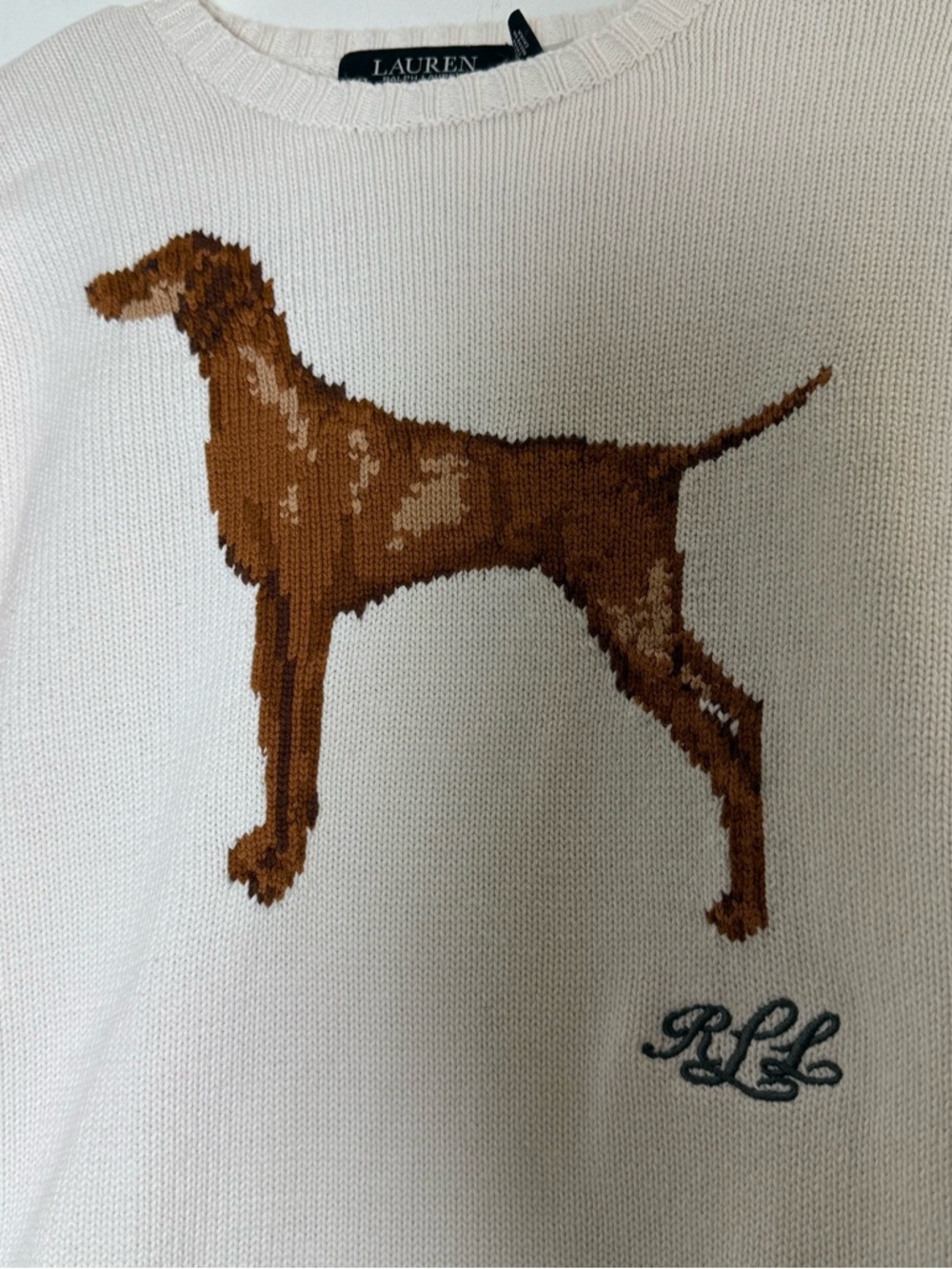 Ralph Lauren Cream Knit Crewneck Sweater - Picture 2 of 3